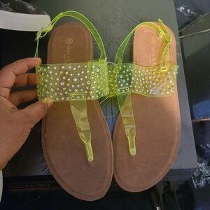 Elegant Yellow Sandals with Rhinestone Accents